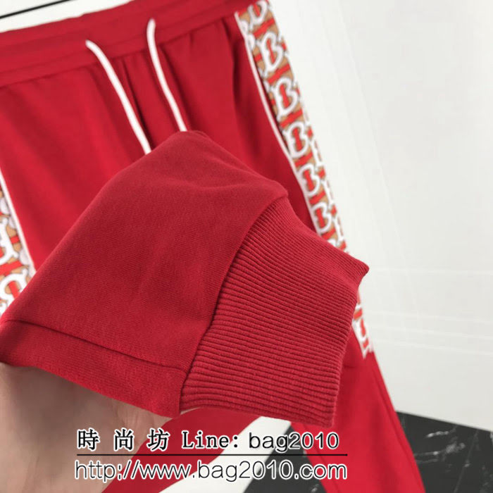 BURBERRY巴寶莉 19早春 新年紅 限量款全新“TB”LOGO標識套裝 訂制“TB”五金拉鏈頭 毛圈衛衣面料 高版本男女同款 ydi2632